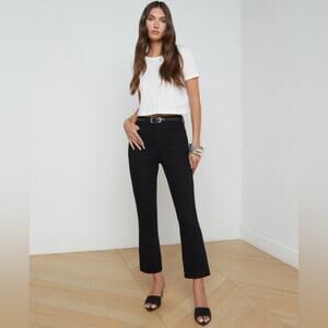 L’Agence Mira Ultra High Rise Straight Cropped Jeans Noir Black 28
